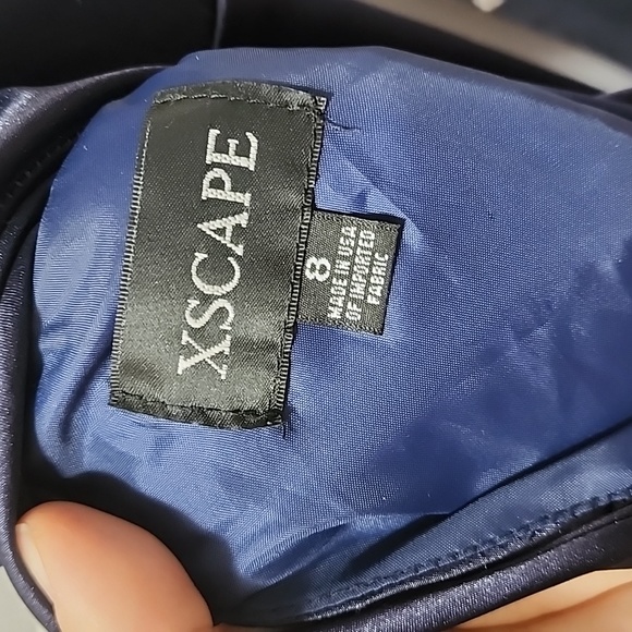 XSCAPE charmeuse halter sheath gown with lace-up back - Picture 8 of 8